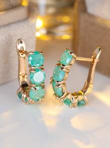 1pc Charming Multi-Color Crystal Cubic Zirconia Earrings, Suitable For Women & Girls Party Jewelry, Birthday Gift, Summer Accessories - Ice Flower Earrings - View 3