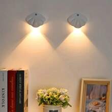 USB Rechargeable Motion Sensor Wall Light, Modern Night Light Plug-In, Dusk To Dawn Sensor, Adjustable Brightness, Suitable For Corridor, Bedroom, Stair, Wireless Cabinet Lamp - White - View 3