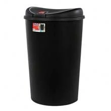 Holiday Discount 12.8 Gallon Trash Can, Semi Round Touch Top Kitchen Trash Can, Black