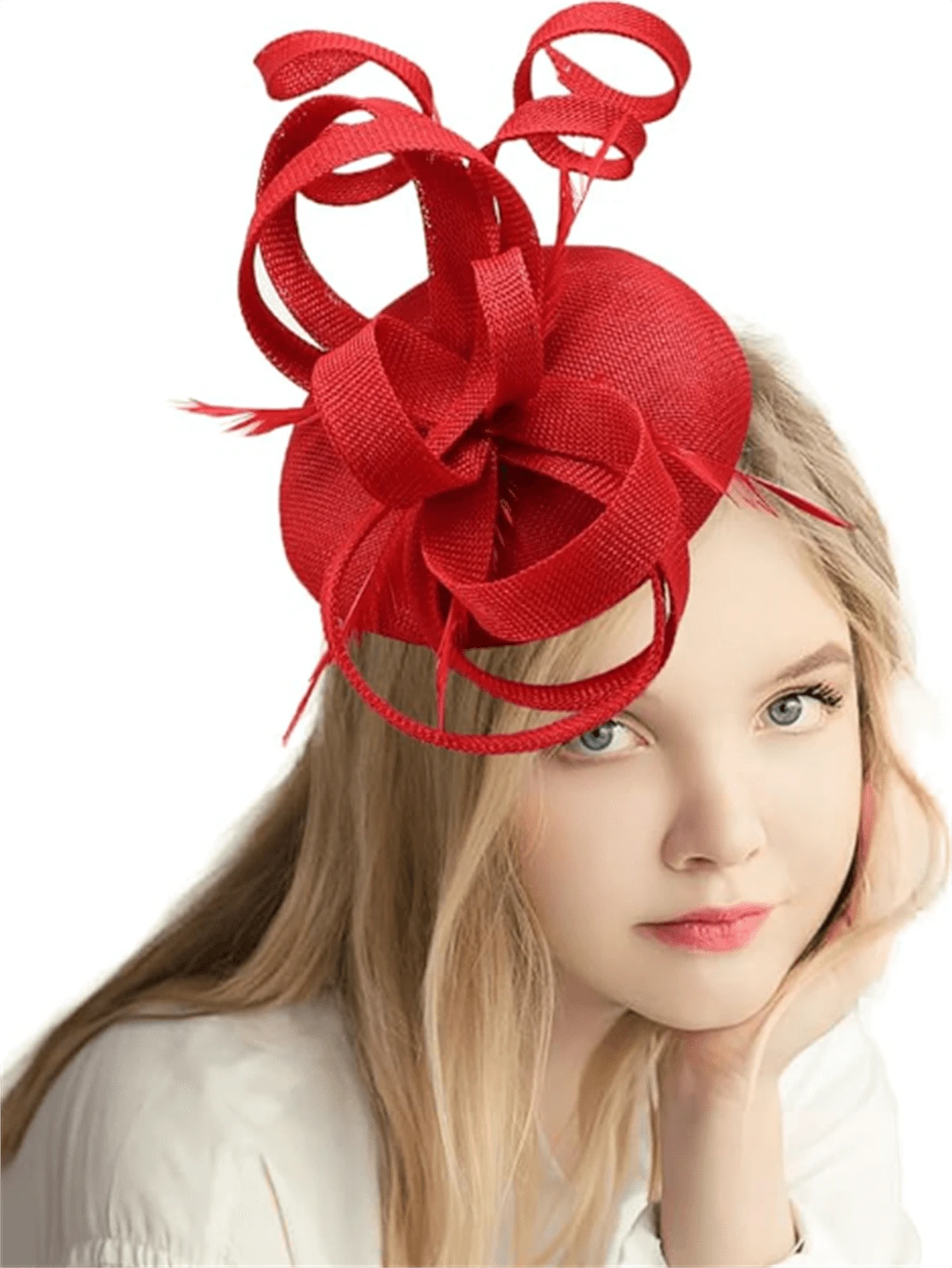 1 件迷人帽子头饰羽毛茶会帽女士肯塔基德比帽赛马帽女士和女孩 - 彩色 - 查看 1