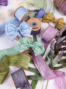 1 pieza Diadema con lazo de cinta de seda crujiente perlada, accesorio para el cabello DIY, caja de regalo, material de costura y manualidades para sombreros, bodas, cortinas - Multicolor - Ver 3