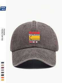 1pc Vintage Korean Style BLACK Film Print Adjustable Casual Baseball Cap, Unisex Retro Trucker Hat, Soft Peak, All Season, Suitable For Leisure, Hiking, Photography, Birthdays, Parties, Holiday & Valentine's Day Gifts