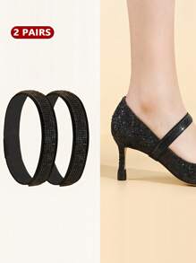 鞋跟防滑贴纸配件，适用于乐福鞋、平底鞋、高跟鞋、船鞋，弹性水钻鞋带，凉鞋配件，女士高跟鞋，黑色浅口鞋 - 彩色 - 查看 18