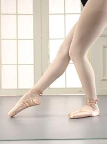 Girls' Ballet Shoes, Elegant Ballet Flats, Dance Shoes With Satin Ribbons - Coral Pink - View 4