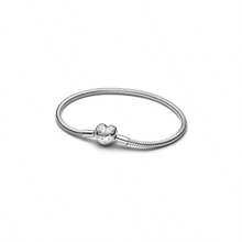 Disney Chaîne élégante en argent S925 en forme de cœur et d'os de serpent, adaptée au bracelet original DIY, cadeau de bijoux à la mode pour l'anniversaire des femmes