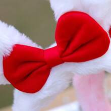 1 Piece Plush Rabbit Ear Hair Hoop Clasp With Hearts Bowknot Decoration - White - View 7