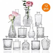 Tomnk 12/24/36/64 Glass Bud Vase Set, Small Vases For Flowers, Clear Bud Vases For Centerpieces Small Flower Vases In Bulk For Rustic Wedding Decorations Vintage Look Home Table Decor, Home Decor, Garden Decor,Plant Pot,Outdoor Decor, Wedding Decor - Clear - View 2