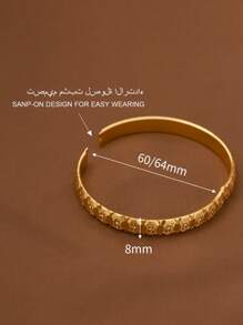 1/3/6 Pieces Of Sand Gold Exquisite Hand Carved Pattern Exquisite 24k Gold Plated 8mm Wide Bracelet For Women, Without Box
