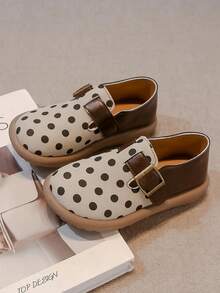 1 Đôi Giày Đế Bằng Thanh Lịch Tối Giản Chấm Bi Cho Bé Gái, Thích Hợp Cho Mùa Hè - Màu be - Xem 6