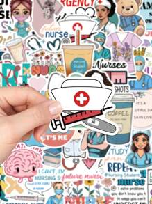50 Stücke Krankenschwester Aufkleber für Laptop, Gepäck, Telefon, Notizbuch, Kühlschrank, wasserfest, DIY Dekorationsaufkleber