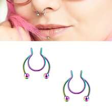 2Pcs Fake Nose Ring,Faux Piercing Jewelry Fake Nose Ring Hoop For Faux Septum Nose Ring Women Men - Nose Clip - View 13