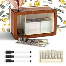 1pc Wooden Money Saving Box With Reusable Digital Goal Coin Bank, Helpful Home Savings Planner, Ideal Gift For Friends, Premium Quality Wooden Piggy Bank