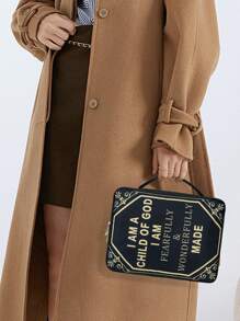 1pc Bible Cover,Cross Design - Polyester, Zipper Closure & Carry Handle - Portable Church Case With Black Accents & Floral Patterns - Ideal Gift - Black - View 7