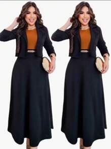 Conjunto Feminino Saia longa e Blazer, Social Moda Evangélica
