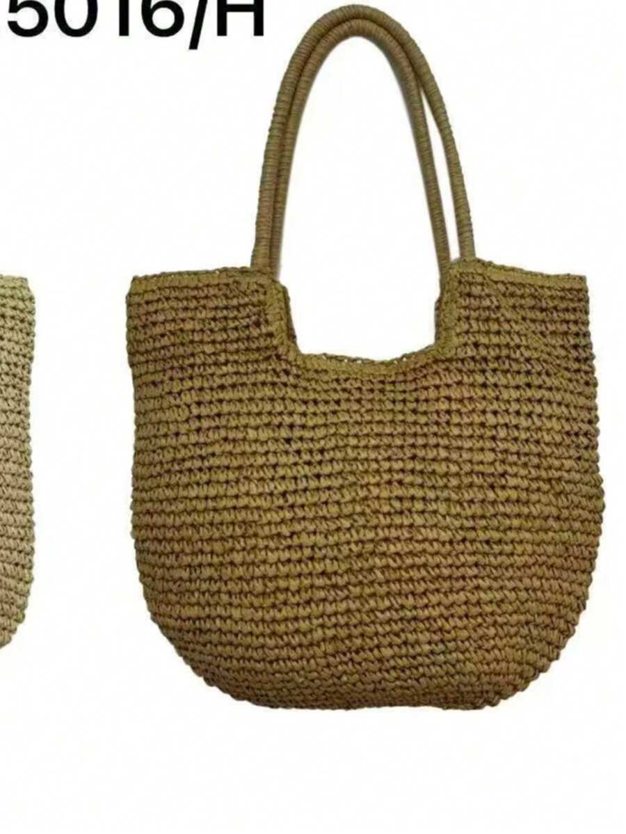 Swobodna, duża torebka ze słomy dla kobiet, duża pojemność torby na ramię do dojazdów do pracy, 2024 nowe lato wszechstronne