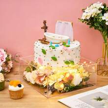 1pc Acrylic Square Cake Stand, Multi-Tier Transparent Cake Display Riser, Stackable Tiered Cake Separator Suitable For Wedding, Birthday Party, Kitchen, Dining Table, Dessert Box