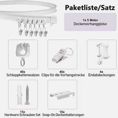 5M Curtain Rail Curtain Rail Bendable Curved Curtain Rail Top Mounted