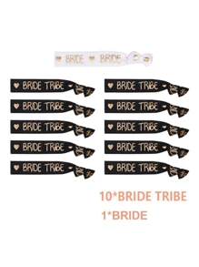 11pcs Bachelorette Party & Wedding Bride Tribe Elastic Bracelet Set - Multicolor - View 13