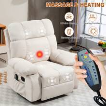 Dyhome White Valentine's Day Recliner Chairs For Adults With Massage & Heat,Christmas Home Theater Seating Overstuffed Reclining Chair For Living Room, Lazy Susan, Manual Recliner For Living Room With 2 Storage Bags, Upholstered Fabric Chair Ergonomic Rocking Lounge Chair,Furniture Living Room, Valentine's Day Gift - White - View 7