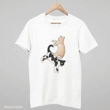 Playera Gatitos Diseño tierno minimalista unisex - Blanco - Ver 1