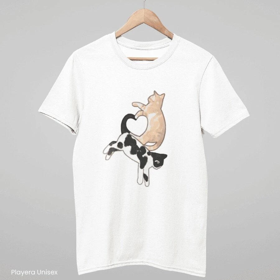 Playera Gatitos Diseño tierno minimalista unisex - Blanco - Ver 1