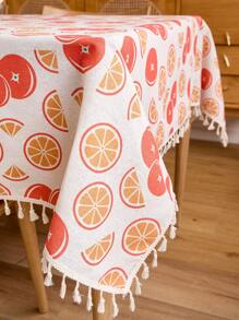 1pc Linen Texture Digital Fruit Print Tablecloth, Versatile For All Seasons - Colorful Fruits - View 9