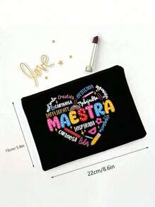 1 件教师礼物，送给最好的老师字母印花化妆包，礼品袋拉链袋旅行化妆包化妆收纳袋化妆收纳袋化妆袋，适用于假日海滩、浴室收藏、卧室收藏，大容量 - 黑色 - 查看 5