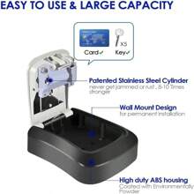 Boîte à clé à cadenas à bascule pour usage extérieur, boîte de rangement pour clés en métal et plastique résistante à l'eau, avec accès par combinaison à 4 chiffres réinitialisable. Cache-clé ultra-sécurisé avec couvercle de protection. Boîte à mot de passe grande capacité améliorée, parfaite pour les clés de maison/voiture, cartes d'identité. Idéale pour la maison, l'extérieur, le garage, le bureau, l'hôtel, les urgences, les voyages et la des travaux. Aucune alimentation électrique nécessaire.