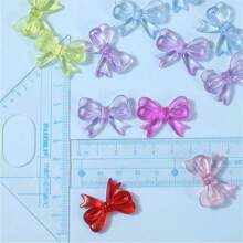 20pcs 15*19mm Multi-Color Transparent Acrylic Bow Beads, Suitable For DIY Handmade Jewelry Materials, Earrings, Bracelets, Necklace Accessories - Multicolor - View 7