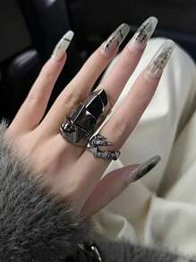 1pc Punk Hiphop Couple Armor Knuckle Rings, Multilayer Adjustable Movable Joints Saturn Design Fashion Ring