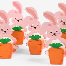 10 Pcs Easter Small Gift Boxes Bunny Carrot Shaped Mini Treat Boxes Cartoon 3D Paper Gift Boxes For Easter Birthday Shower Holiday Party Supplies