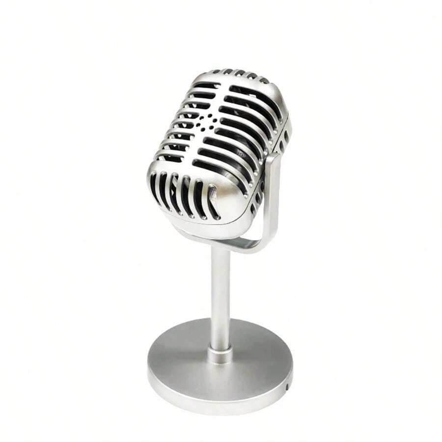 Retro Microphone Prop Classic Plastic Microphone Party Favors Live Performance Home Dration Ornaments - Silver - View 1