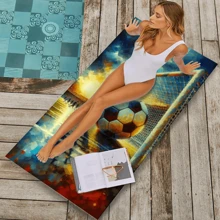 1 pièce Serviette de plage créative imprimée de football, serviette de plage à la mode adaptée à la piscine, aux vacances, à la plage, à la douche, serviette de plage multifonctionnelle, parfaite pour la plage d'été