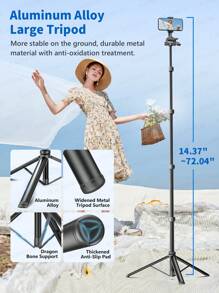 AXNEN 72" Tripod Compatible With Iphone, Phone Tripod Selfie Stick With Remote, Extendable Cell Phone Tripod & Tall Travel Tripod For Recording Video Selfies Photo, Compatible With IPhone Android Phone, Camera, Action Camera, Ring Light