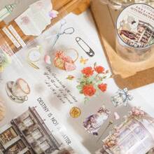 YUXIAN 1 卷 2M 秋季主题装饰胶带、复古创意美学贴纸、DIY 装饰剪贴簿工艺用品、节日礼物、个性化剪贴簿学校文具 - 彩色 - 查看 7