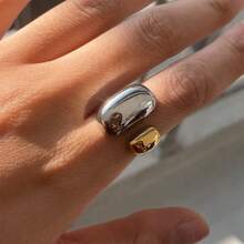 S SHOPBOHO 1枚防褪色不锈钢镀金开口戒指，时尚个性饰品，手指配饰