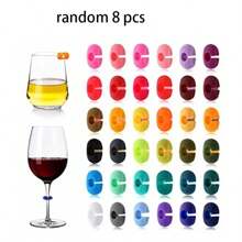 Silicone Wine Glass Marker Juice Champagne Cup Goblet Label Mug Tag Bar Wedding Identification Color Random Party Tools, For Outdoor, Camping - Multicolor - View 8