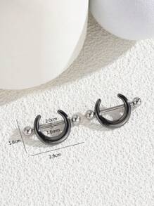 2 piezas Anillos de joyería para perforación de pezón de mujer con diseño de luna oscura punk para Halloween