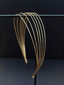 1pc Multi-Layer Metal Headband, Fashion Headpiece, Retro Headband, Glitter Party Hair Accessory. Suitable For Everyday Wear Or Festivals, High-End Golden Decorative Headband