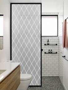 1 Roll Plaid Window Film, Frosted Privacy Window Film, Decorative Glass Film, Vinyl Film, Suitable For Bathroom, Office, Home, Non-Adhesive, Anti-UV, 17.53*118in Bathroom Accessories