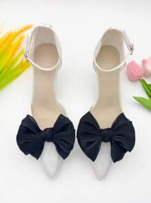 New Detachable Linen Bow Shoe Decorations Charms For High Heels & Sandals