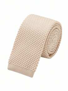 1 cravate tricotée à dessus plat blanche champagne faite à la main, adaptée aux mariés, aux garçons d'honneur, aux affaires quotidiennes et aux vêtements de ville décontractés