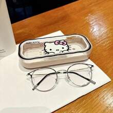 1 件  风格创意眼镜盒，便携式透明波浪小猫眼镜盒，透明极具吸引力的多功能时尚眼镜盒