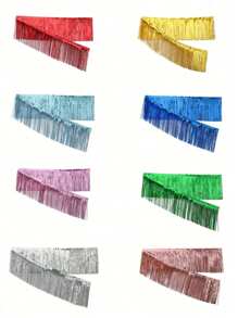1pc 3M Aluminum Foil Tassel Banner - Luxury Metallic Streamers For Birthdays, Weddings, Parades And Festive Decorations - Multicolor Multi-Purpose Hanging Decoration, Holiday Decorative Banners, Elegant Party Backgrounds, Durable Festival Decorations,Party Decor