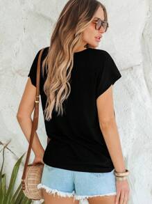 Women's West Coast Palm Tree Graphic T-Shirt, Black Casual Top, Loose Fit, Summer Holiday Travel Themed Tee, Vacation Beach Festival Lucky Daily Wear