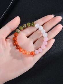 1pc/Fertility Bracelet - Healthy Pregnancy Bracelet 8mm Moonstone Healing Stone Beaded Jewelry Gift 1pc Fertility Bracelet - Healthy Pregnancy Bracelet Sun Stone Powder Crystal Beaded Bracelet Female Mother-To-Be Jewelry Gift - Multicolor - View 4