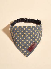 1pc Star Pattern Bib With Leash Clip, Suitable For Pet Decoration And Outdoor Walking, Letter Is Random, Stitching Color Is Random