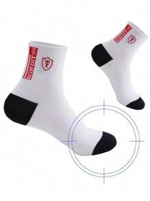 5 par losowych męskich skarpetek z grafiką tarczy i literami, casualowych i sportowych na co dzień