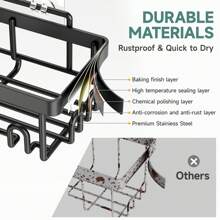 6 件装淋浴架粘合剂，无需钻孔浴室淋浴收纳架，带可拆卸挂钩，防锈淋浴架，壁挂式淋浴架，家居浴室装饰浴室收纳架夏季返校季 - 黑色 - 查看 4