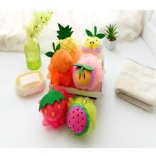 1pc Fruit Cartoon Lovely Modeling Bath Ball, Advanced Anti-Scattering Bath Rub Back Cleaning Foam Soft Light Skin Bath Ball Bath Flower Ball